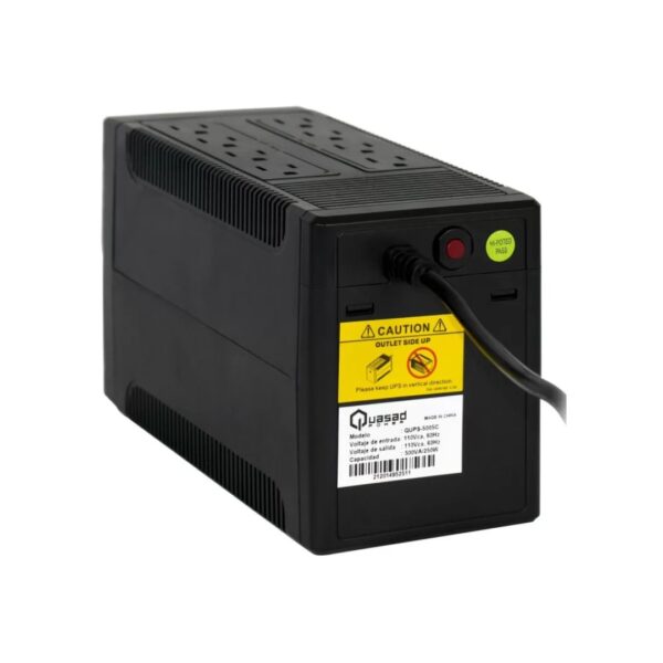 UPS QUASAD 500VA 250W 8 OUTLETS 4UPS-4SURGE W-AVR I-342 LED-BUTTON - Imagen 2