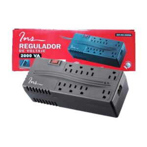 REGULADOR DE VOLTAJE INS 2000VA 8 TOMAS BLACK