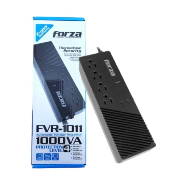 REGULADOR DE VOLTAJE FORZA FVR-1011USB 1000VA 500W 4 TOMAS BLACK 110V