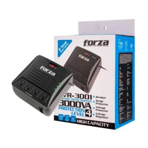 REGULADOR DE VOLTAJE FORZA FVR-3001 3000VA 1500W 4 TOMAS USB BLACK 110V