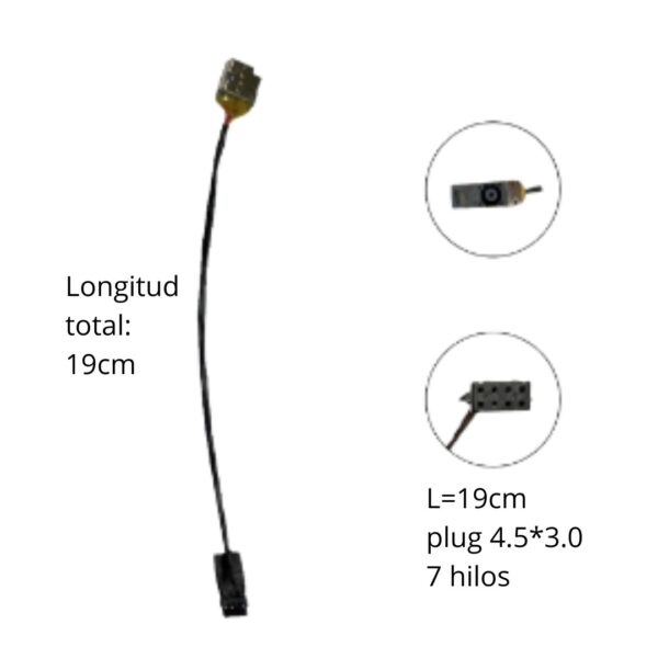 PIN DE CARGA PARA HP 15-R036TX LONG. 19 CM 65W/90W PLUG 4.5 X 3.0