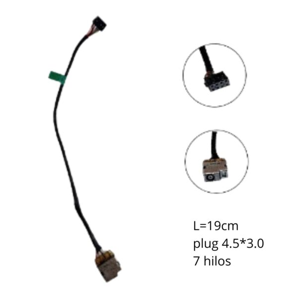 PIN DE CARGA PARA HP 15J 15R LONG. 19 CM PLUG 4.5 X 3.0