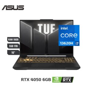 LAPTOP GAMER ASUS TUF FX607VU-RL095 CORE I7-13620H 16GB RAM 1TB SSD RTX4050 6G NO OS MOCHILA Y MOUSE