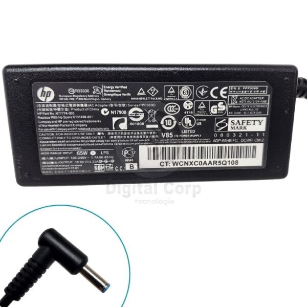 CARGADOR HP 19.5V 3.33A PLUG AGUJA 4.5*3.0