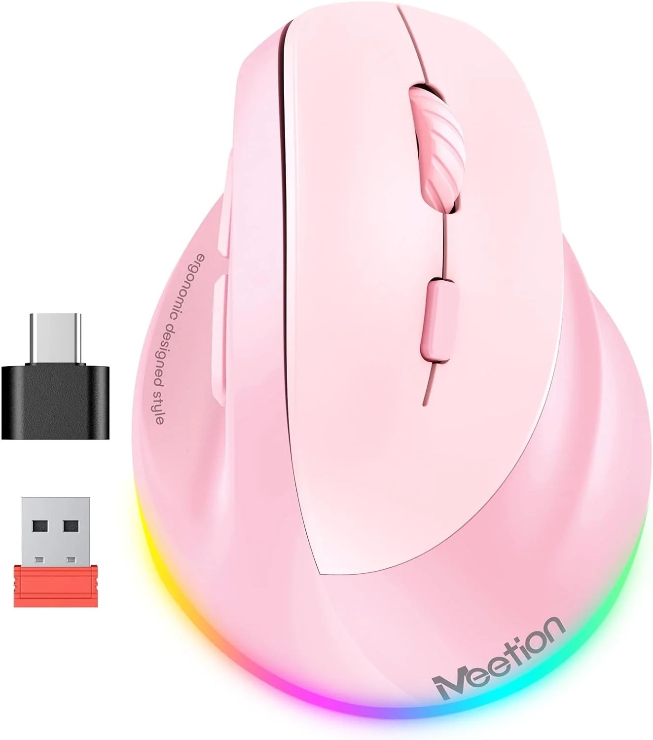 MOUSE WIRELESS ERGONOMICO MT-BTM010R ROSADO MEETION