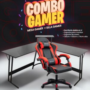 COMBO GAMER (MESA + SILLA /ROJO)