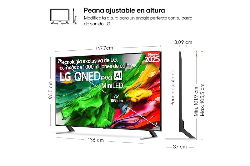TV LG QNED85 EVO 75" 4K SMART miniLED AI 2HDMI ETHERNET BLUETOOTH