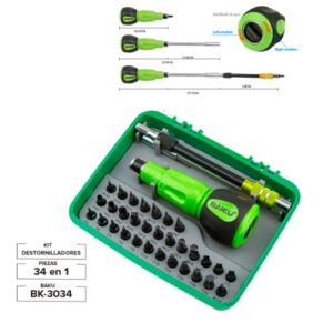 KIT DE DESTORNILLADORES 34 EN 1 BAKU BK-3034