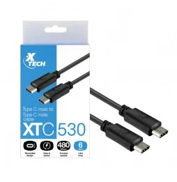 CABLE DE DATOS EXTENSIÓN USB C MACHO A USB C MACHO NEGRO XTECH XTC-530