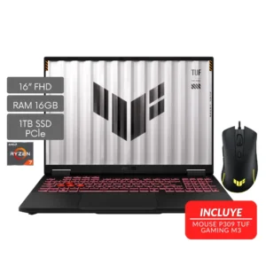 LAPTOP ASUS TUF GAMING A16 | AMD RYZEN 7 8845HS | 16GB RAM | 1TB SSD | RTX 5050 8GB | GRAY