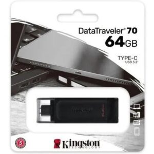 KINGSTON DATATRAVELER 70 64GB USB-C - UNIDAD FLASH PORTÁTIL NEGRA