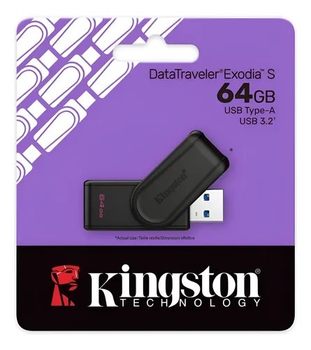 KINGSTON DATATRAVELER EXODIA S 64GB USB 3.2 - UNIDAD FLASH NEGRA