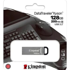 KINGSTON DATATRAVELER KYSON 128GB USB 3.2 - UNIDAD FLASH METALICA PLATA