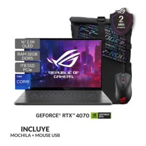 NOTEBOOK ASUS ROG ZEPHYRUS G16 C.ULTRA 9 185H 2.3GHZ-32GB-1TB SSD-TG RTX4070 8GB-GRAY-16"-2.5K-W11+M