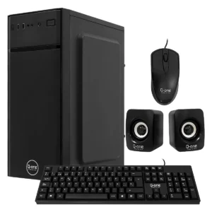 CASE Q-ONE C6016 - COMBO ATX 4-EN-1 (TECLADO/MOUSE/PARLANTE) - FUENTE 250W REAL - NEGRO