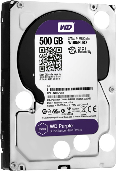 DISCO DURO WESTERN DIGITAL PURPLE PULL - 500GB - 3.5" - VIGILANCIA / PC - PÚRPURA