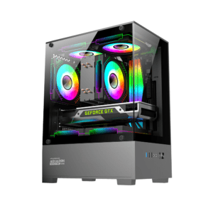 CASE GAMER AQUARON ONE BK VIDRIO TEMPLADO, HASTA 5 FANS, INC 3 FANS ARGB
