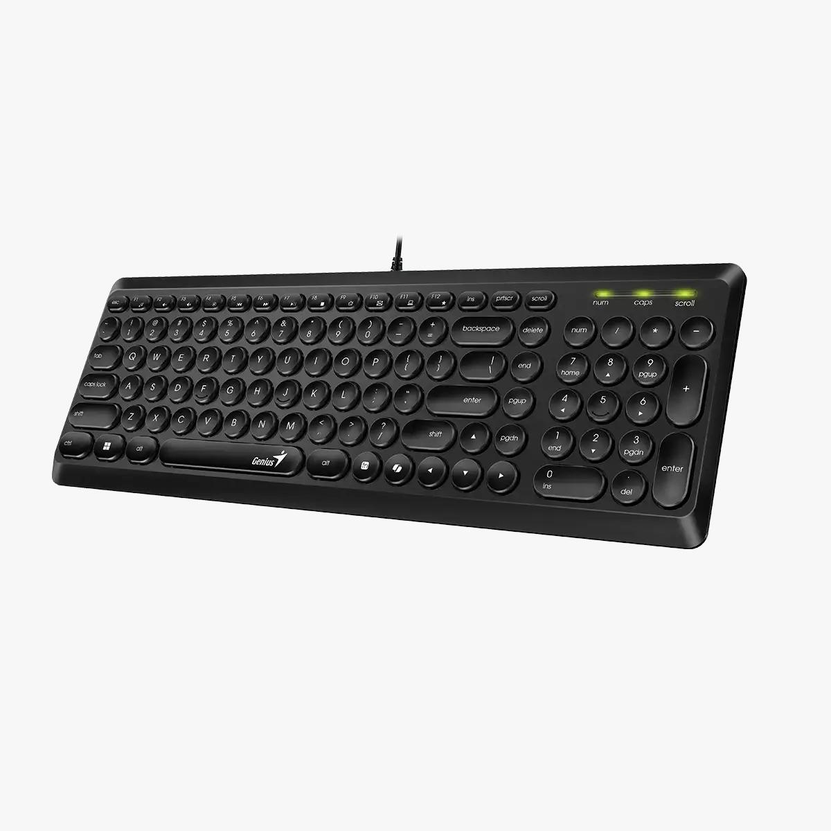 TECLADO GENIUS SLIMSTAR Q200 NEGRO USB TECLAS REDONDAS MULTIMEDIA