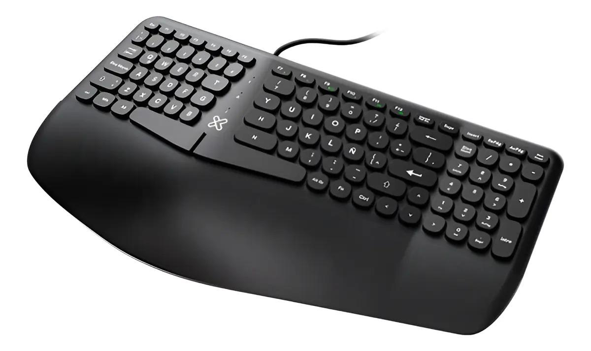 TECLADO KLIP XTREME KBK-260S EVOLVE ERGONÓMICO PREMIUM ALÁMBRICO NEGRO