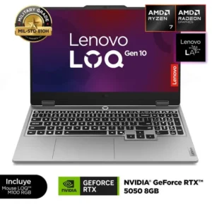 PORTÁTIL LENOVO LOQ 15AHP10 AMD RYZEN 7 16GB RAM 1TB SSD RTX 5050 8GB 15.6" WIN 11 GRIS + MOUSE GAMING