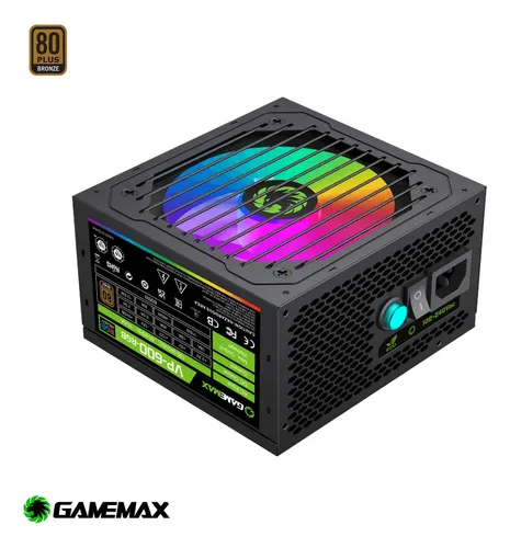 FUENTE DE PODER GAMEMAX VP-600-S CERTIFICADA 80 PLUS BRONZE 600W