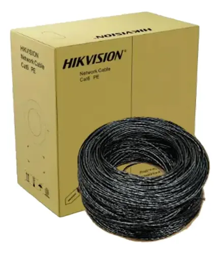 CABLE DE RED UTP HIKVISION CAT6 EXTERIOR 305 METROS 100% COBRE 24AWG POE FLUKE DS-1LN6OUTPE NEGRO